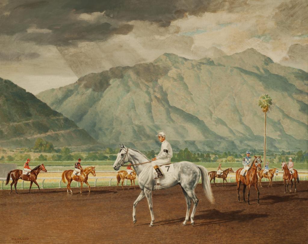 "Miche at the Start of the Santa Anita Handicap" by Milton Menasco (Courtesy of Cross Gate Gallery)